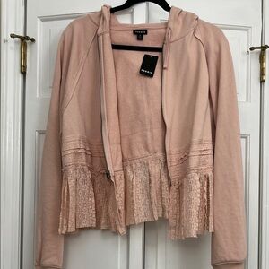 Torrid Blush Hooded Jacket with Ruffle Detail
